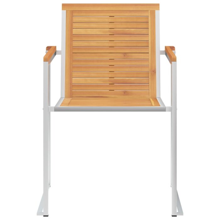 Chaises de jardin avec coussins lot de 2 Teck solide et acier – Image 4