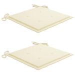 Chaises de jardin avec coussins lot de 2 Teck solide et acier – Image 6