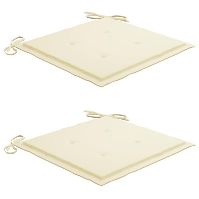 Chaises de jardin avec coussins lot de 2 Teck solide et acier – Image 6