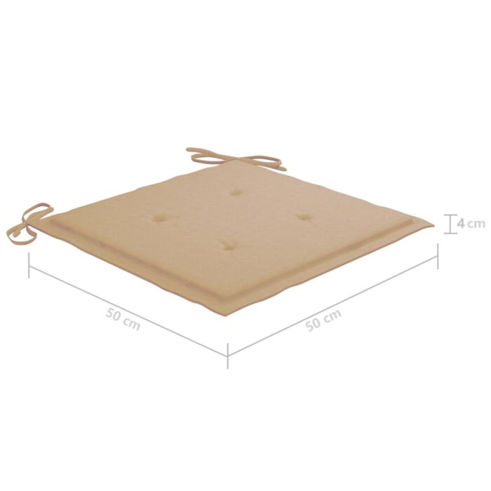 Chaises de jardin avec coussins lot de 2 Teck solide et acier – Image 11