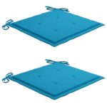 Chaises de jardin avec coussins lot de 2 Teck solide et acier – Image 6