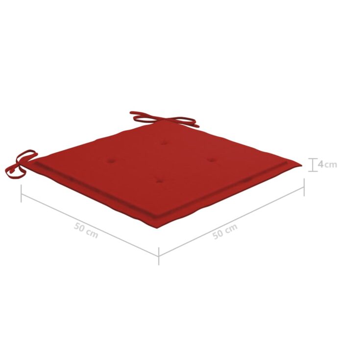 Chaises de jardin avec coussins lot de 2 Teck solide et acier – Image 11