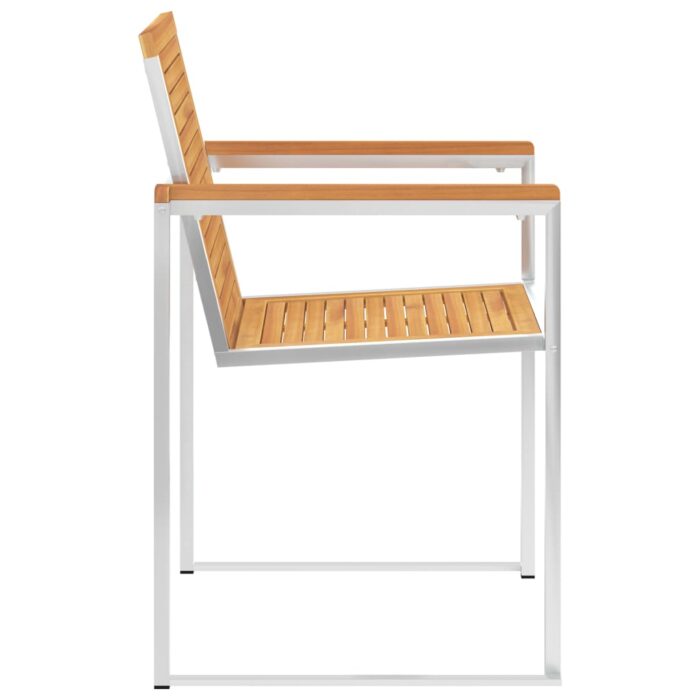 Chaises de jardin avec coussins lot de 2 Teck solide et acier – Image 4
