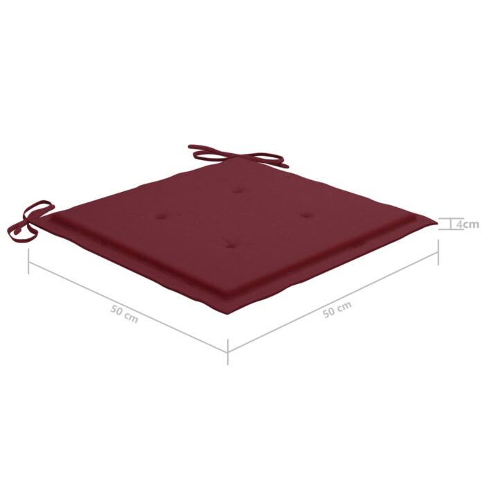 Chaises de jardin avec coussins lot de 2 Teck solide et acier – Image 11