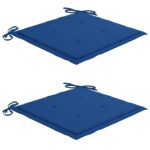 Chaises de jardin avec coussins lot de 2 Teck solide et acier – Image 6