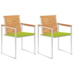 Chaises de jardin avec coussins lot de 2 Teck solide et acier
