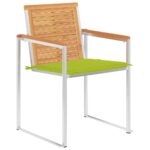 Chaises de jardin avec coussins lot de 2 Teck solide et acier – Image 2