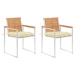 Chaises de jardin avec coussins lot de 2 Teck solide et acier