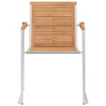Chaises de jardin avec coussins lot de 2 Teck solide et acier – Image 4