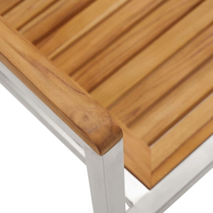 Chaises de jardin avec coussins lot de 2 Teck solide et acier – Image 7