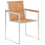 Chaises de jardin avec coussins lot de 2 Teck solide et acier – Image 3