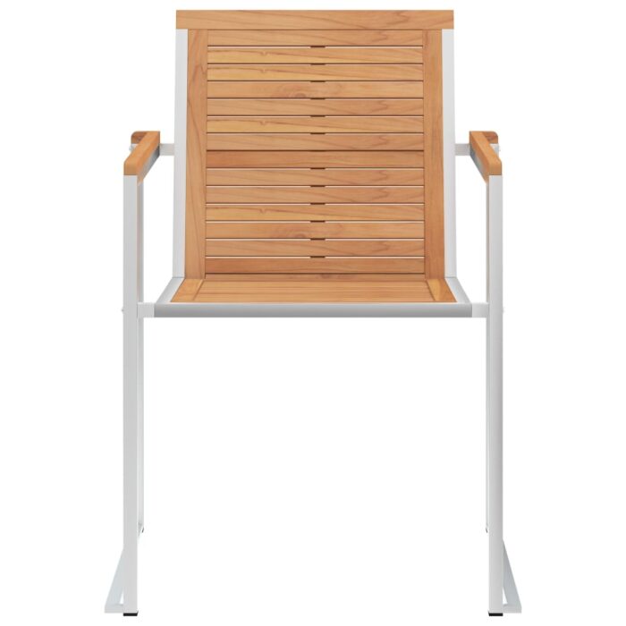 Chaises de jardin avec coussins lot de 2 Teck solide et acier – Image 4