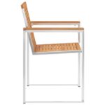 Chaises de jardin avec coussins lot de 2 Teck solide et acier – Image 5