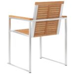 Chaises de jardin avec coussins lot de 2 Teck solide et acier – Image 6