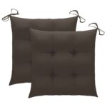 Chaises de jardin avec coussins lot de 2 Teck solide et acier – Image 9