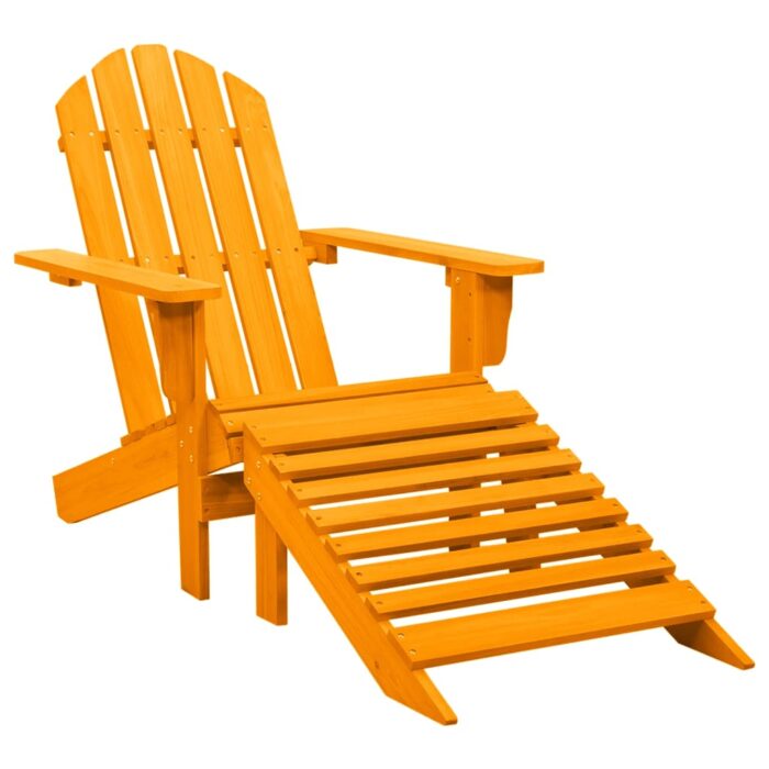 Chaise de jardin Adirondack avec pouf bois de sapin orange – Image 1