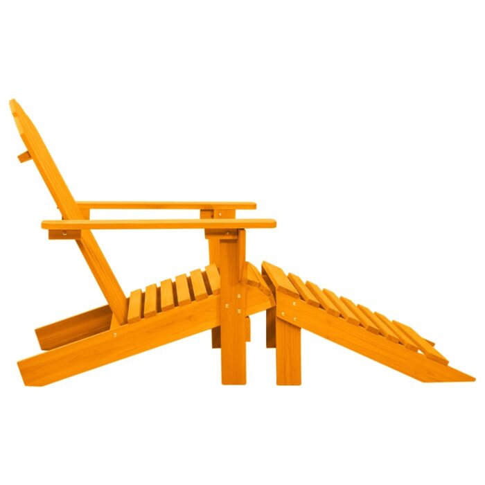 Chaise de jardin Adirondack avec pouf bois de sapin orange – Image 2