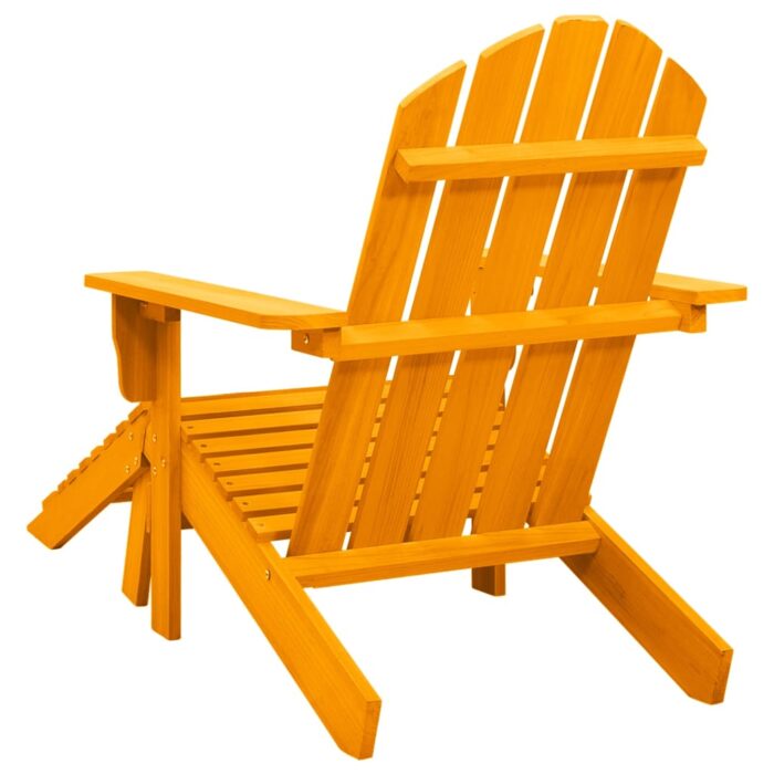 Chaise de jardin Adirondack avec pouf bois de sapin orange – Image 3