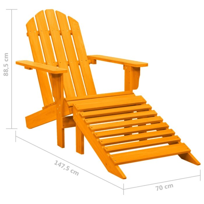 Chaise de jardin Adirondack avec pouf bois de sapin orange – Image 7
