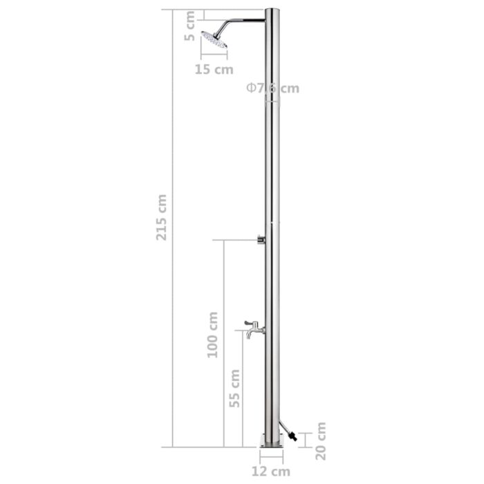 Douche de jardin 215 cm Acier inoxydable – Image 10