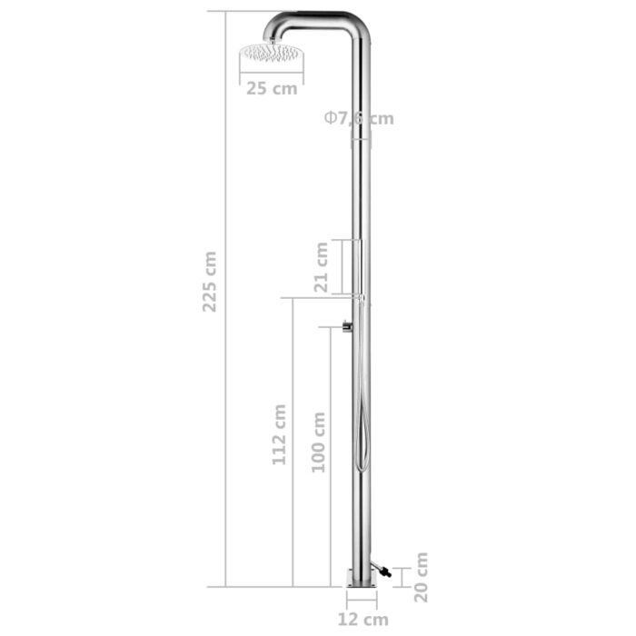 Douche de jardin 225 cm Acier inoxydable – Image 9