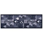 Tapis de sol de cuisine lavable Bleu café 45x150 cm