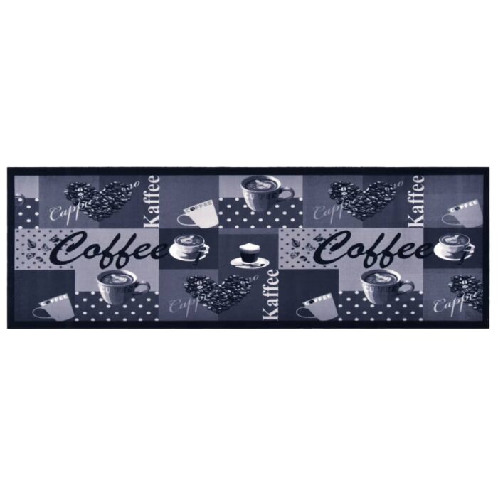 Tapis de sol de cuisine lavable Bleu café 45x150 cm – Image 1