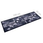 Tapis de sol de cuisine lavable Bleu café 45x150 cm – Image 4