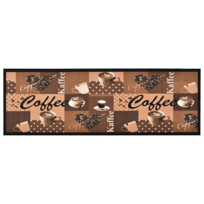 Tapis de cuisine lavable Marron café 60x300 cm – Image 1