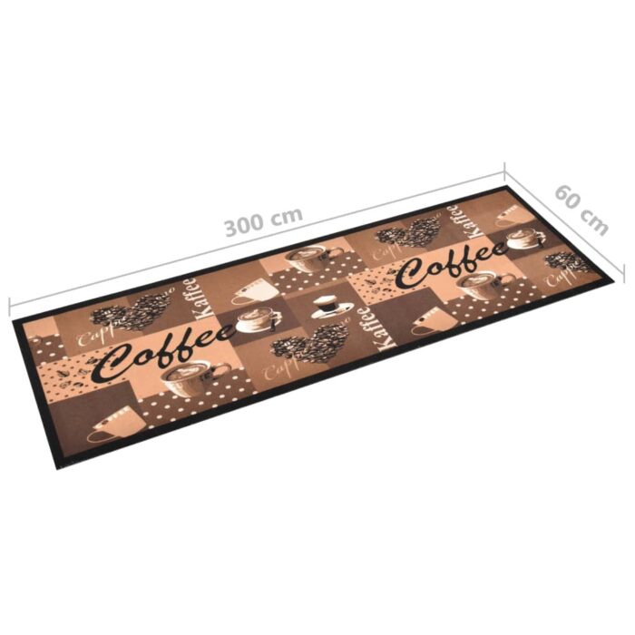 Tapis de cuisine lavable Marron café 60x300 cm – Image 4