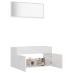 Ensemble de meubles de salle de bain 2pcs blanc bois ingénierie – Image 2