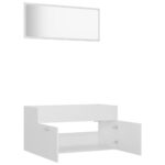 Ensemble de meubles de salle de bain 2pcs blanc bois ingénierie – Image 4