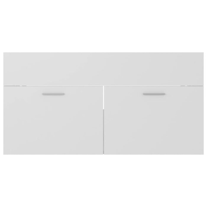 Ensemble de meubles de salle de bain 2pcs blanc bois ingénierie – Image 7