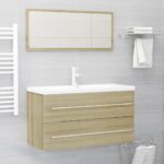 Ensemble de meubles de bain 2 pcs Chêne sonoma Aggloméré