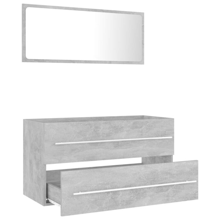 Ensemble de meubles de salle de bain 2 pcs Gris béton Aggloméré – Image 3