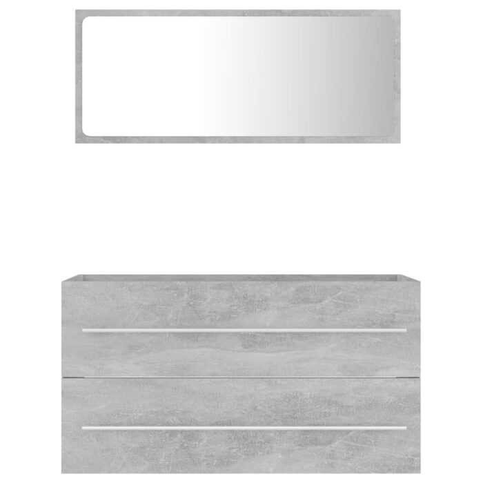 Ensemble de meubles de salle de bain 2 pcs Gris béton Aggloméré – Image 4