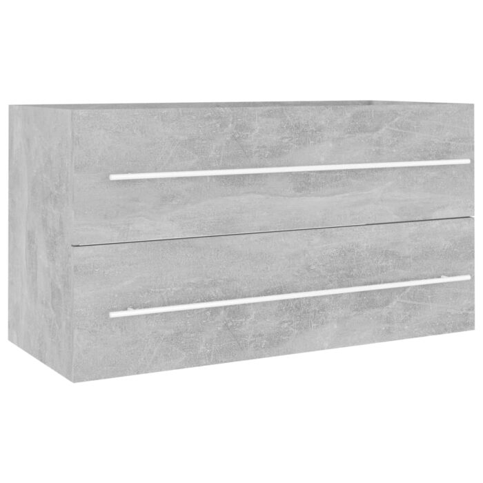 Ensemble de meubles de salle de bain 2 pcs Gris béton Aggloméré – Image 6