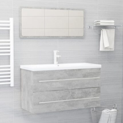 Ensemble de meubles de salle de bain 2 pcs Gris béton Aggloméré