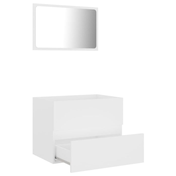 Ensemble de meubles salle de bain 2 pcs blanc bois d'ingénierie – Image 3