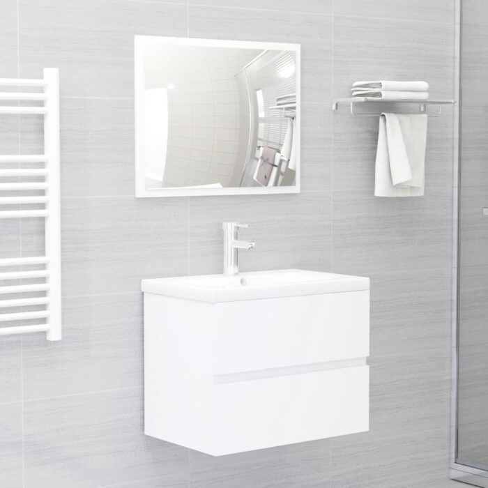 Ensemble de meubles salle de bain 2 pcs blanc bois d'ingénierie – Image 1