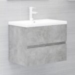 Ensemble de meubles de salle de bain 2 pcs gris béton – Image 2