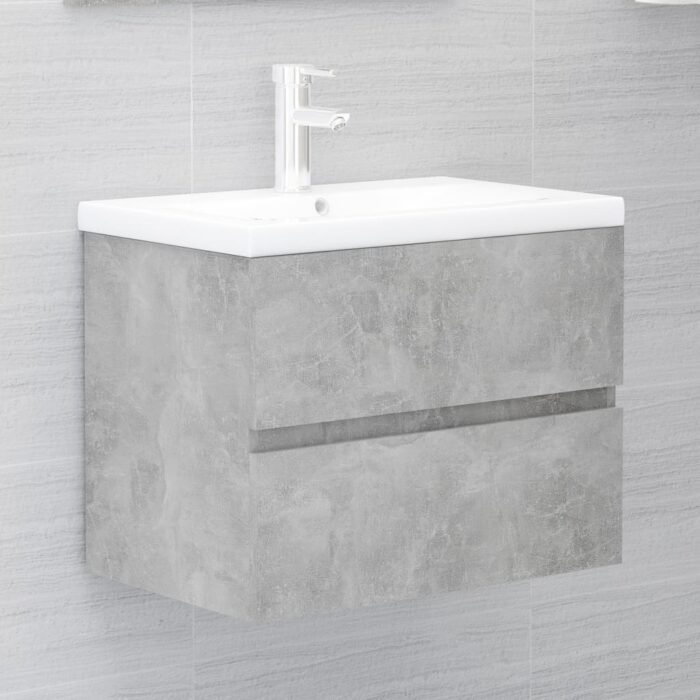 Ensemble de meubles de salle de bain 2 pcs gris béton – Image 2