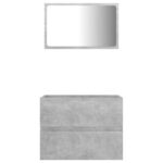 Ensemble de meubles de salle de bain 2 pcs gris béton – Image 3