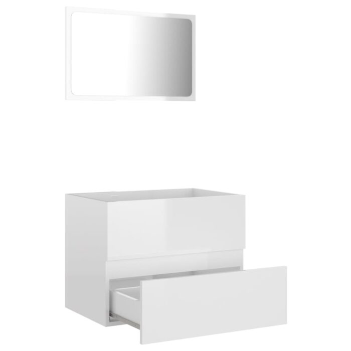 Ensemble de meubles de salle de bain 2 pcs blanc brillant – Image 3