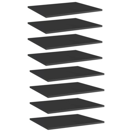 Panneaux de bibliothèque 8 pcs noir brillant bois d’ingénierie