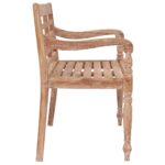 Banc Batavia 120 cm Huilé en blanc Bois de teck solide – Image 2