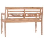 Banc Batavia 120 cm Huilé en blanc Bois de teck solide – Image 3