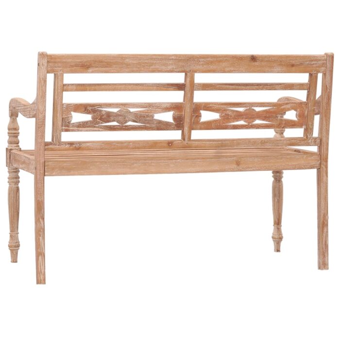 Banc Batavia 120 cm Huilé en blanc Bois de teck solide – Image 3