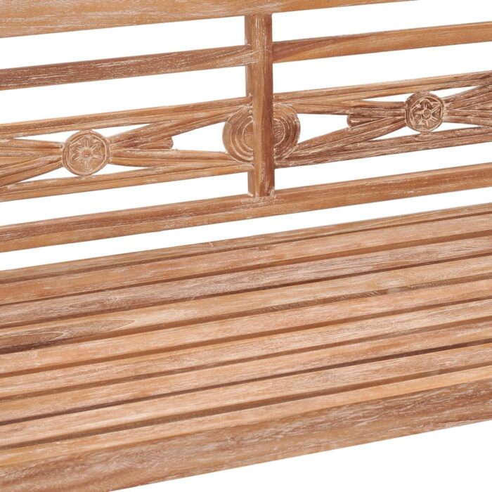 Banc Batavia 120 cm Huilé en blanc Bois de teck solide – Image 4