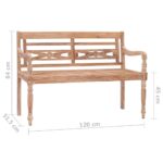 Banc Batavia 120 cm Huilé en blanc Bois de teck solide – Image 6